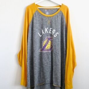 Majestic NBA Los Angeles Lakers Long Sleeve Shirt Mens SZ 5XL